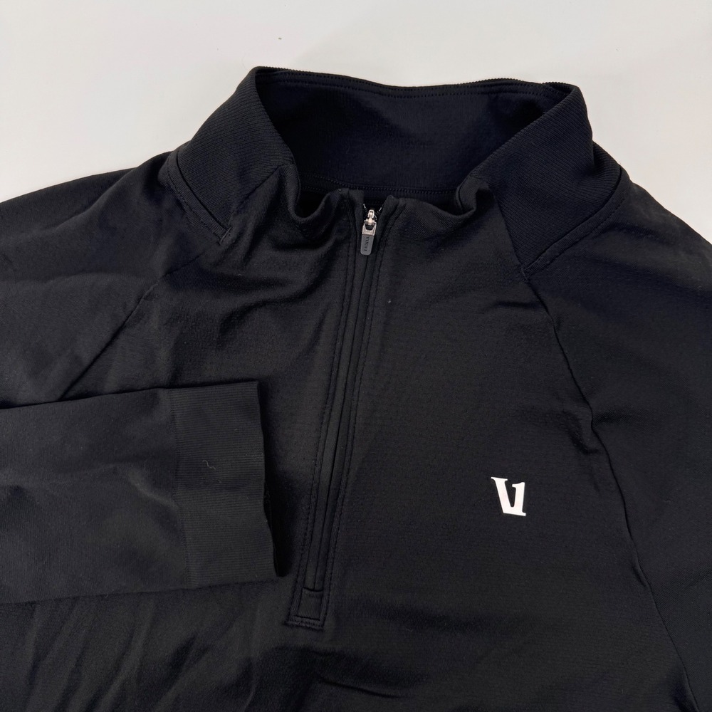 Vuori Quarter Zip Pullover Men Medium Black Performance Long Sleeve Active Top